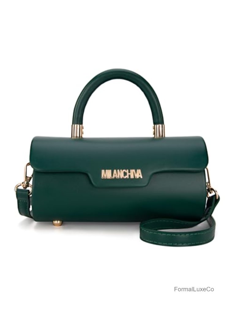 Top Handle Bag Mini Barrel Crossbody Vegan Leather Purse With Adjustable Strap